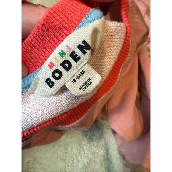 Mini Boden Printed Sweatshirt Dress-Vintage Pink Whippet - Picture 7 of 8